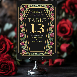 Till Death Do Us Part Rose Black Gothic Wedding Table Number