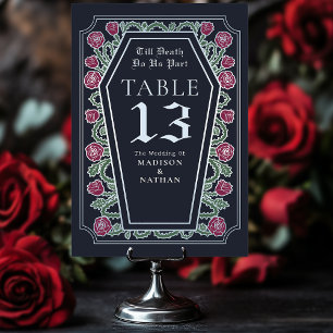 Till Death Do Us Part Rose Blue Gothic Wedding Table Number