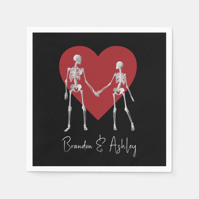 Till Death Do Us Part Skeleton Black Napkin (Front)