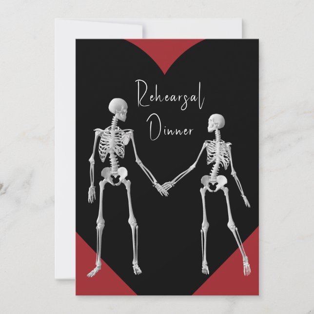 Till Death Do Us Part Skeleton Black Rehearsal Invitation (Front)