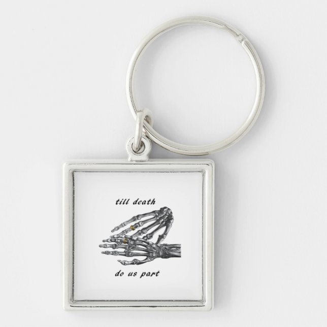 Till Death Do Us Part Skeleton Hands (Cream) Class Key Ring (Front)