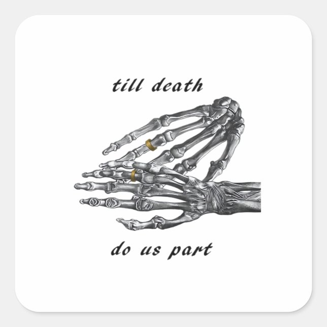 Till Death Do Us Part Skeleton Hands (Cream) Class Square Sticker (Front)