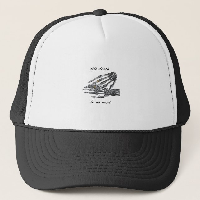 Till Death Do Us Part Skeleton Hands (Cream) Class Trucker Hat (Front)