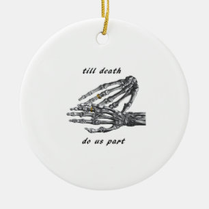 Till Death Do Us Part Skeleton Hands Cream Classic Ceramic Tree Decoration