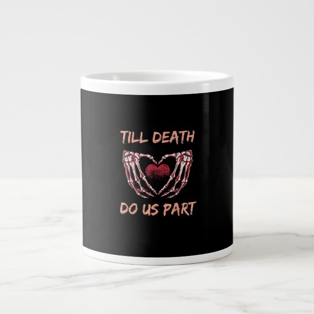 Till Death Do Us Part Skeleton Heart Hands Valenti Large Coffee Mug (Front)