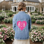 Till Death Do Us Part Skeleton & Pink Heart Denim Jacket<br><div class="desc">This fun and trendy denim jacket is accented with skeletons holding hands,  and the romantic saying,  Till Death Do Us Part,  on a pink heart,  making it perfect for the bride to be or newlywed.</div>