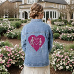 Till Death Do Us Part Skeleton & Purple Heart Denim Jacket<br><div class="desc">This gothic inspired denim jacket is accented with skeletons holding hands,  and the romantic saying,  Till Death Do Us Part,  on a purple heart,  making it perfect for the bride to be or newlywed.</div>