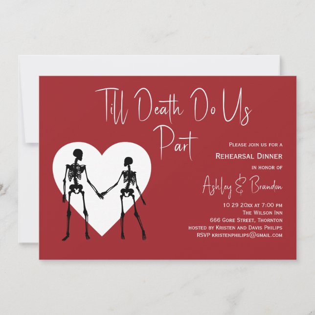 Till Death Do Us Part Skeleton Red Rehearsal Invitation (Front)