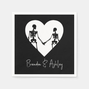 Till Death Do Us Part Skeleton White Napkins