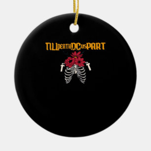 Till Death Do Us Part Skeleton With Red Flowers Cl Ceramic Tree Decoration