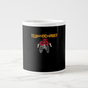 Till Death Do Us Part Skeleton With Red Flowers Cl Large Coffee Mug