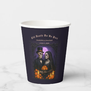 Till Death Do Us Part Sugar Skull Couple Wedding Paper Cups