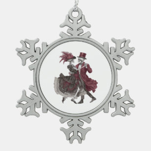 Till Death Do Us Part – Victorian Skeleton Couple Snowflake Pewter Christmas Ornament