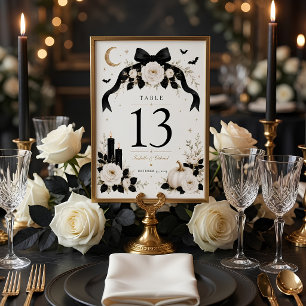 Till Death Do Us Part Wedding Gothic Black Bow Table Number