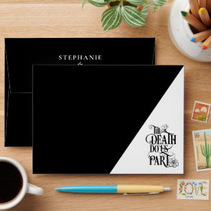 Till Death Do Us Part White Black Wedding Envelope