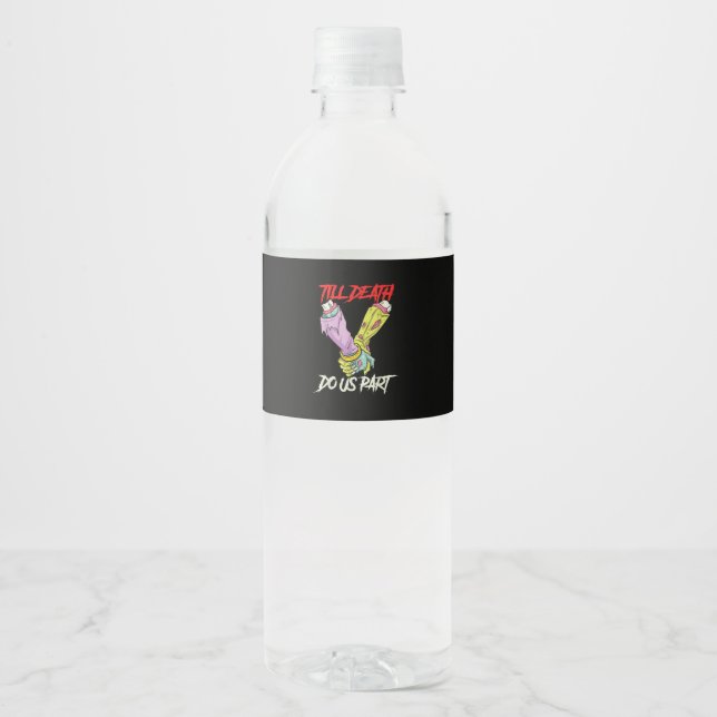 Till Death Do Us Part Zombie Hands Death Pastel Go Water Bottle Label (Front)