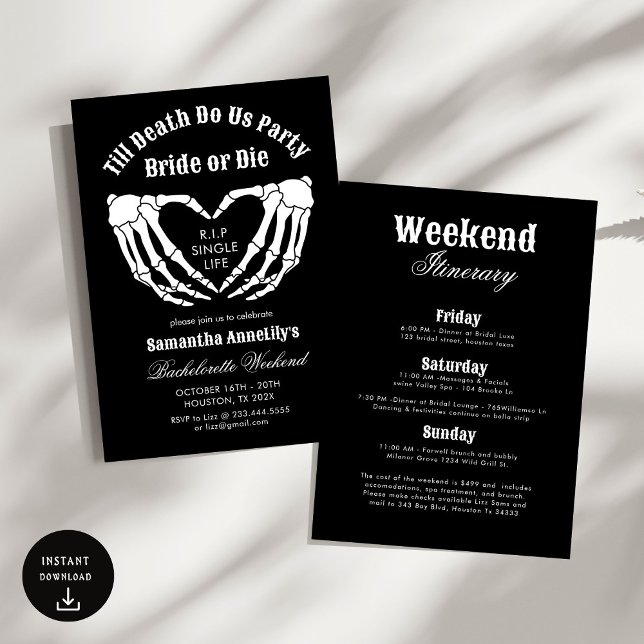 Till death do us Party Bachelorette Party  Invitation (Creator Uploaded)