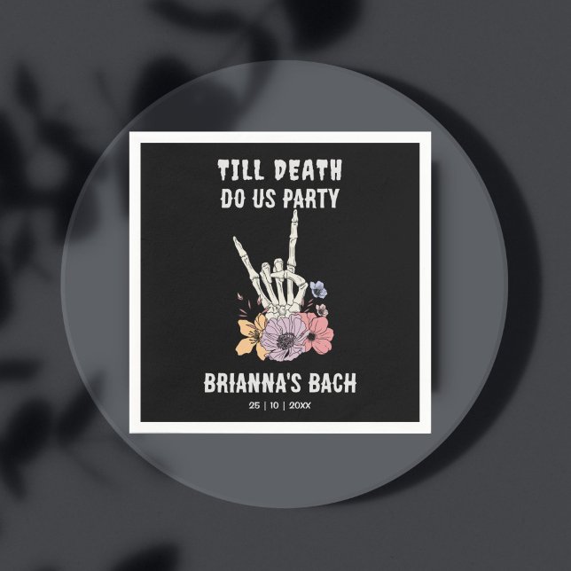 Till death do us party bachelorette weekend napkin (Till death do us party bachelorette party monogram personalized printed napkins template table decor)