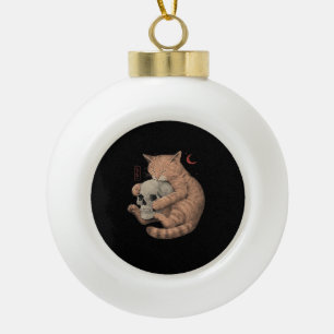 Till Death Do Us Party Cat Skull Classic Ceramic Ball Christmas Ornament