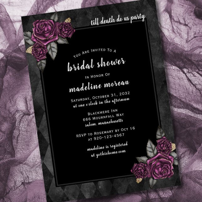 Till Death Do Us Party Gothic Bridal Shower Invitation (Creator Uploaded)