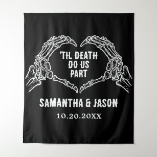 Till Death Do Us Party Gothic Halloween wedding Tapestry