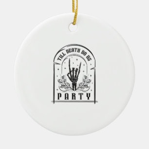 Till Death Do Us Party Retro Bachelorette Design Ceramic Tree Decoration