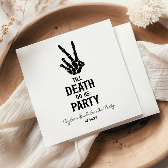 Till Death Do Us Party Skeleton Bachelorette Party Napkin (Creator Uploaded)