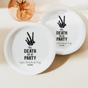 Till Death Do Us Party Skeleton Bachelorette Party Paper Plate
