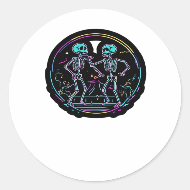 Till Death Do Us Party Skeleton Dance Party Classi Classic Round Sticker (Front)