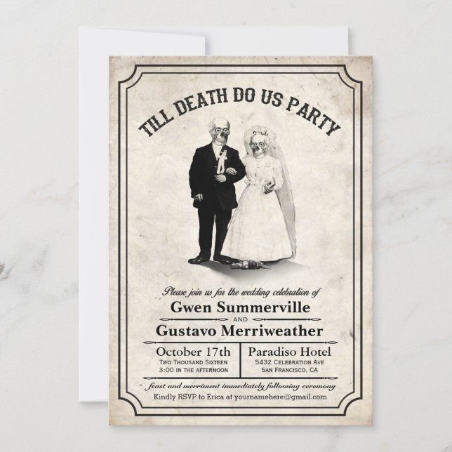 Till Death Do Us Party Vintage Wedding Invitations (Front)