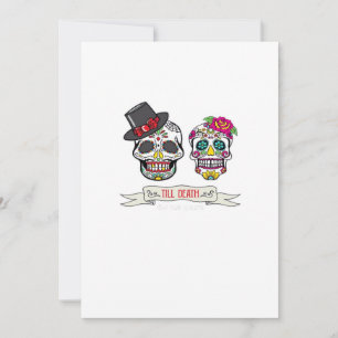 Till Death Do Us Skull Wedding Bride And Groom Pri Holiday Card