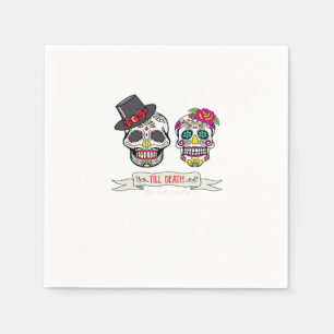 Till Death Do Us Skull Wedding Bride And Groom Pri Napkin