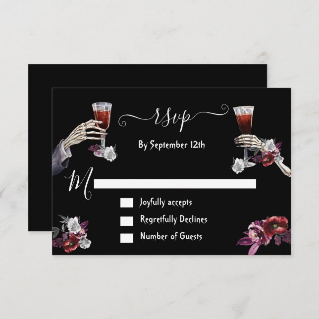 Till Death Goth Skeleton response cards RSVP (Front/Back)
