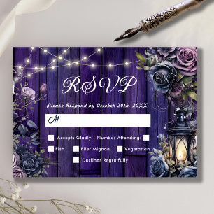 Till Death Gothic Dark Purple Floral RSVP