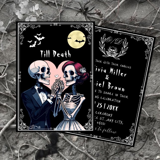 Till Death” Halloween Gothic Skeleton Wedding Invitation (Creator Uploaded)