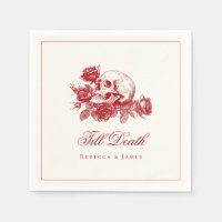 Till Death Red Skull Roses Gothic Wedding