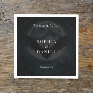 Till Death Romantic Bats Moonlight gothic Wedding Napkin