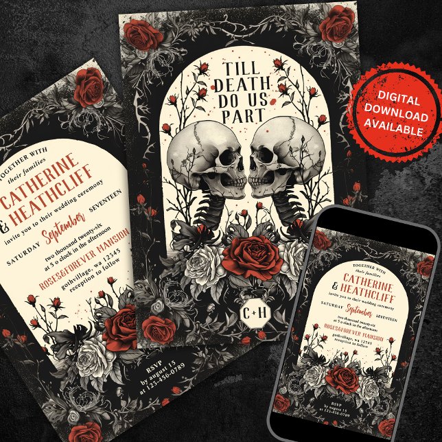 Till Death Roses Goth Wedding Invitation (Creator Uploaded)