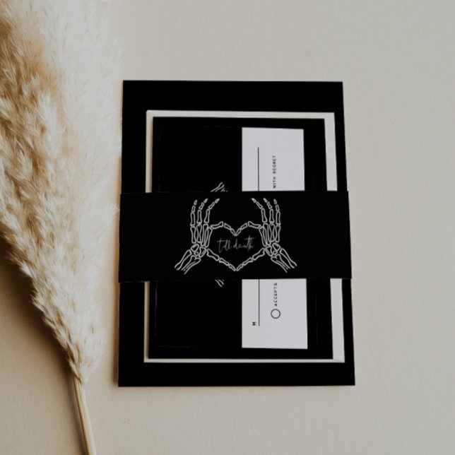 Till Death Skeleton Hands Wedding Invitation Invitation Belly Band (Creator Uploaded)