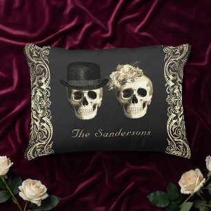 Till Death Skull Couple Gothic Halloween Decorative Cushion