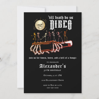 Till Death Skull Disco Bones Beers Boogie Birthday Invitation