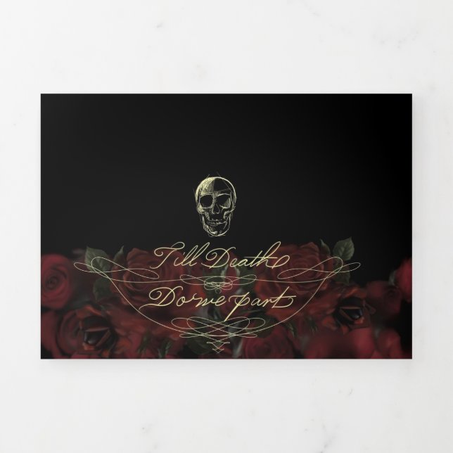 Till Death Trifold Dark Elegant Wedding Invitation (Cover)