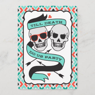 Till Death - Turquoise and Orange Wedding Invitation