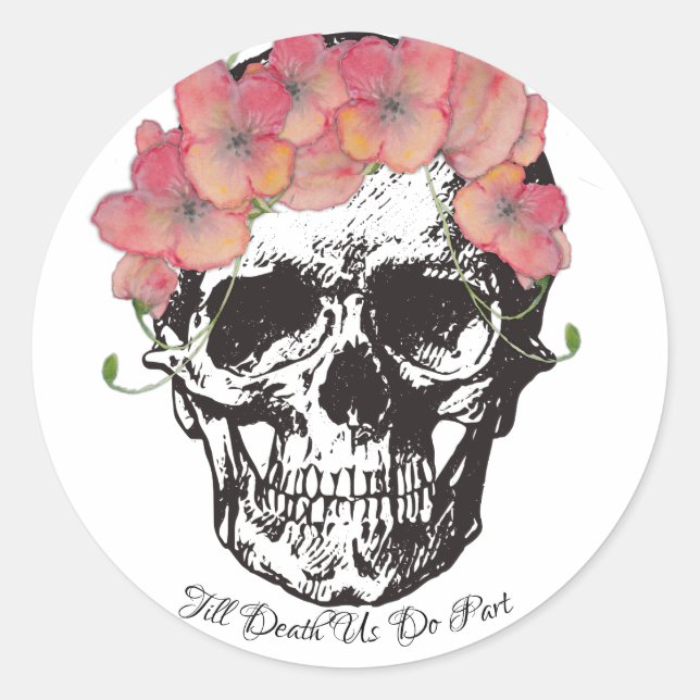 Till Death Us Do Part Skull Weddings Classic Round Sticker (Front)