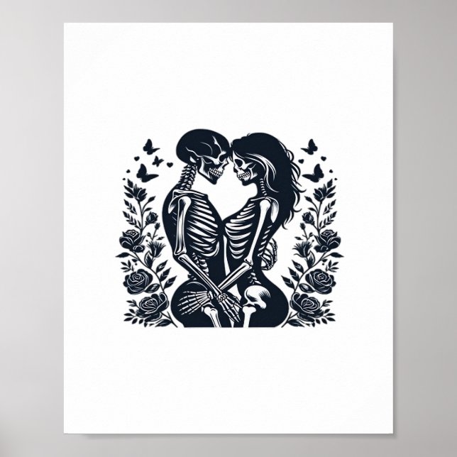Till Death We – Skeleton Couple Gothic Design Clas Poster (Front)