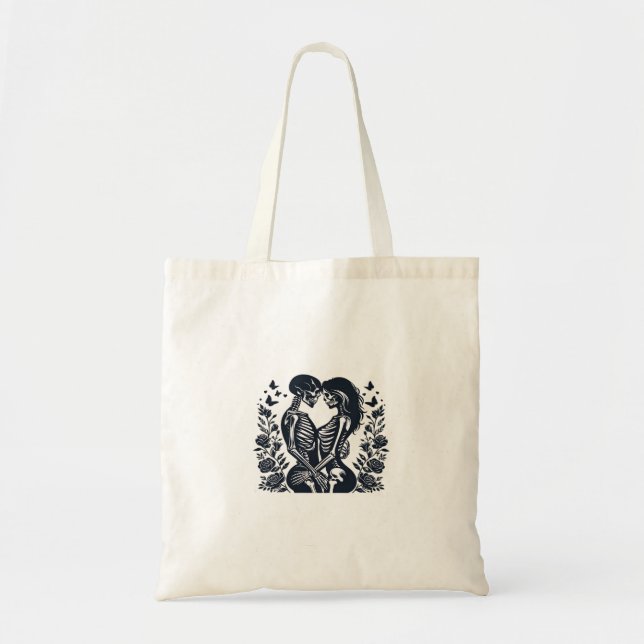 Till Death We – Skeleton Couple Gothic Design Clas Tote Bag (Front)