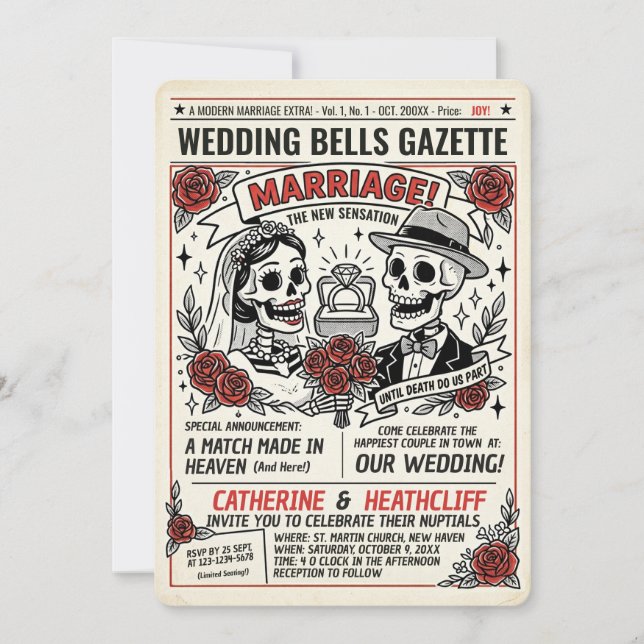 Till Death Wedding Gazette Wedding Invitation (Front)