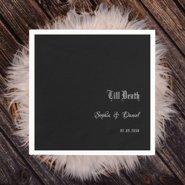 Till Death With Name Gothic Black Wedding Napkin (Creator Uploaded)