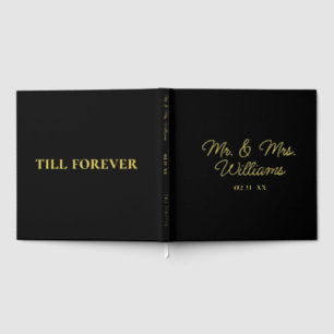 Till Forever Mr Mrs Luxe Gold Black Wedding Guest Book