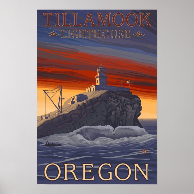Tillamook Lighthouse Vintage Travel Poster (Front)